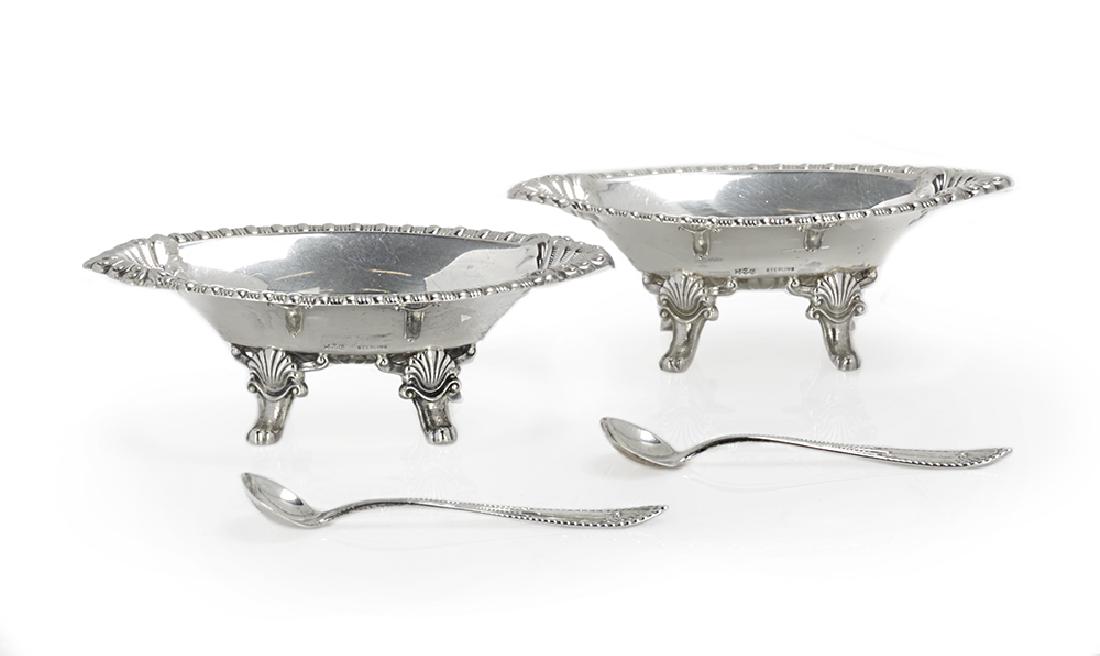 Pair of Gorham Sterling Silver Salt Cellars and Spoons (1 of 1)
