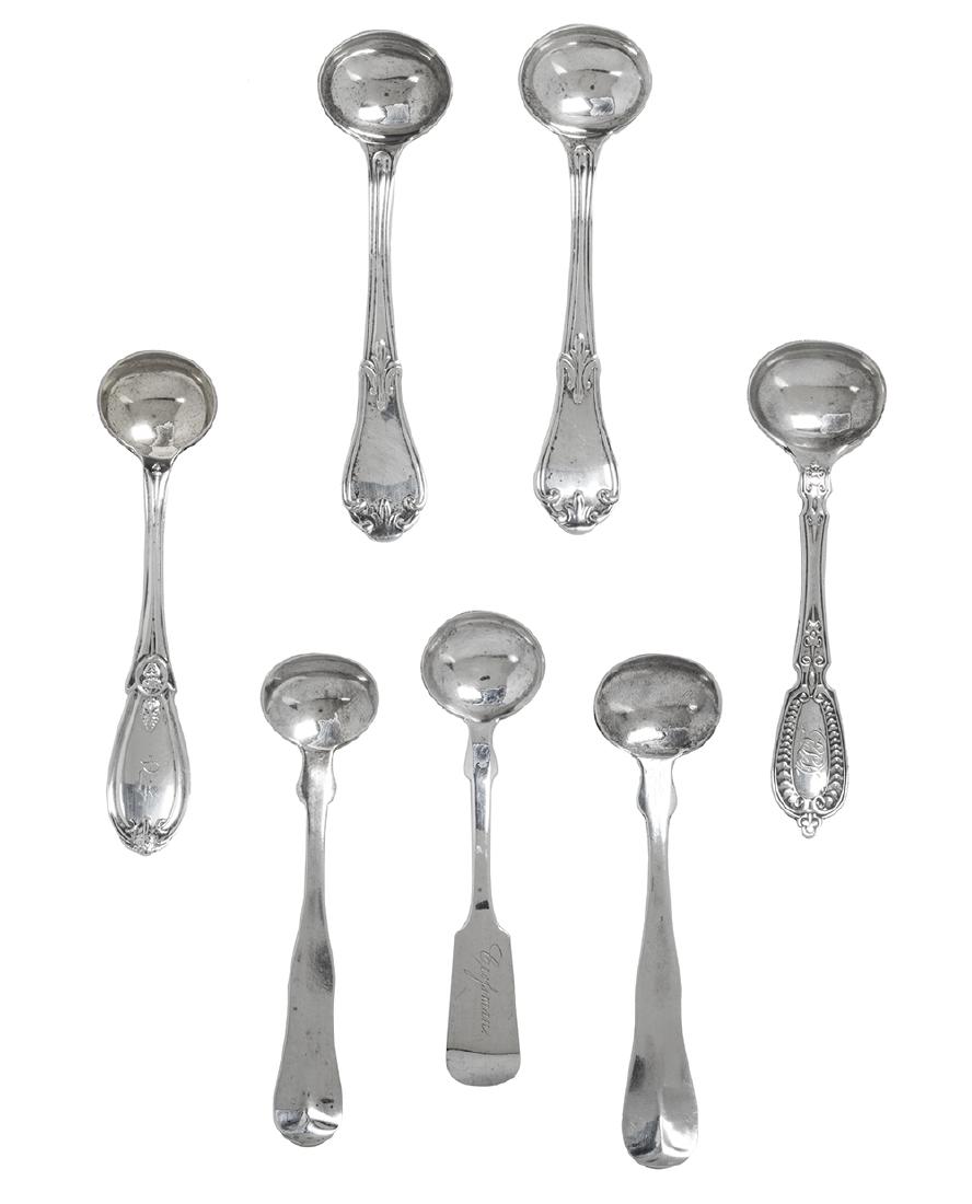 Seven 19th-Century American Silver Salt Spoons (1 of 1)