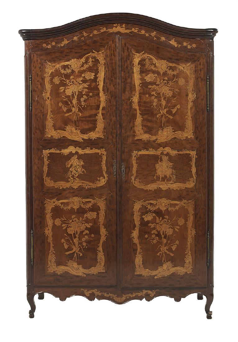 Continental Mahogany and Fruitwood Armoire (1 of 4)