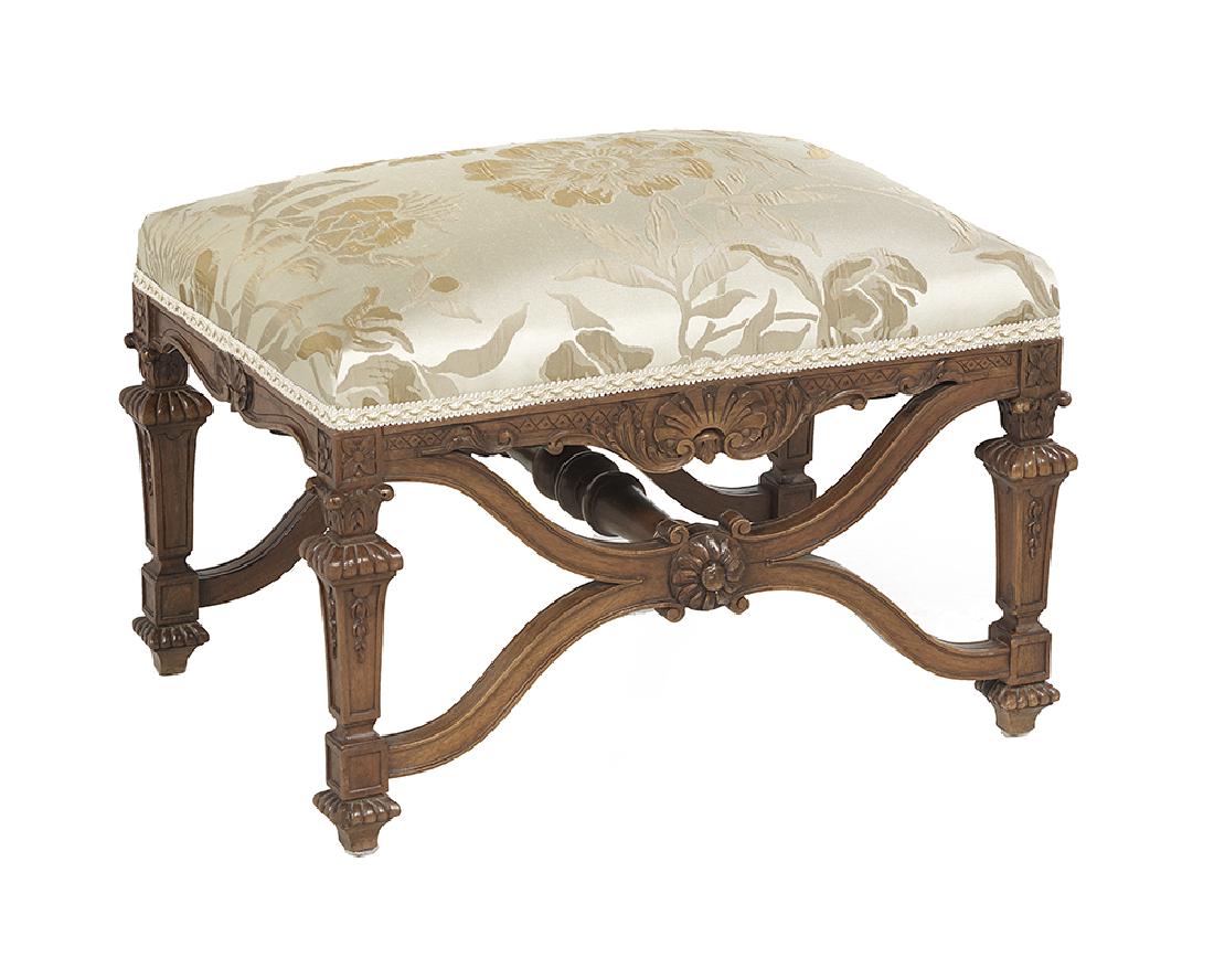 Louis XIV-Style Carved Walnut Stool (1 of 2)