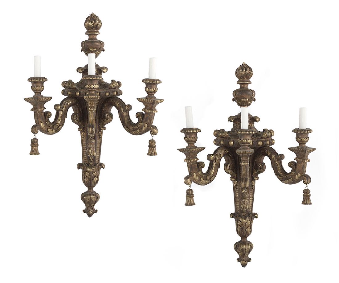 Pair of Giltwood Sconces in the Louis XIV Style (1 of 1)