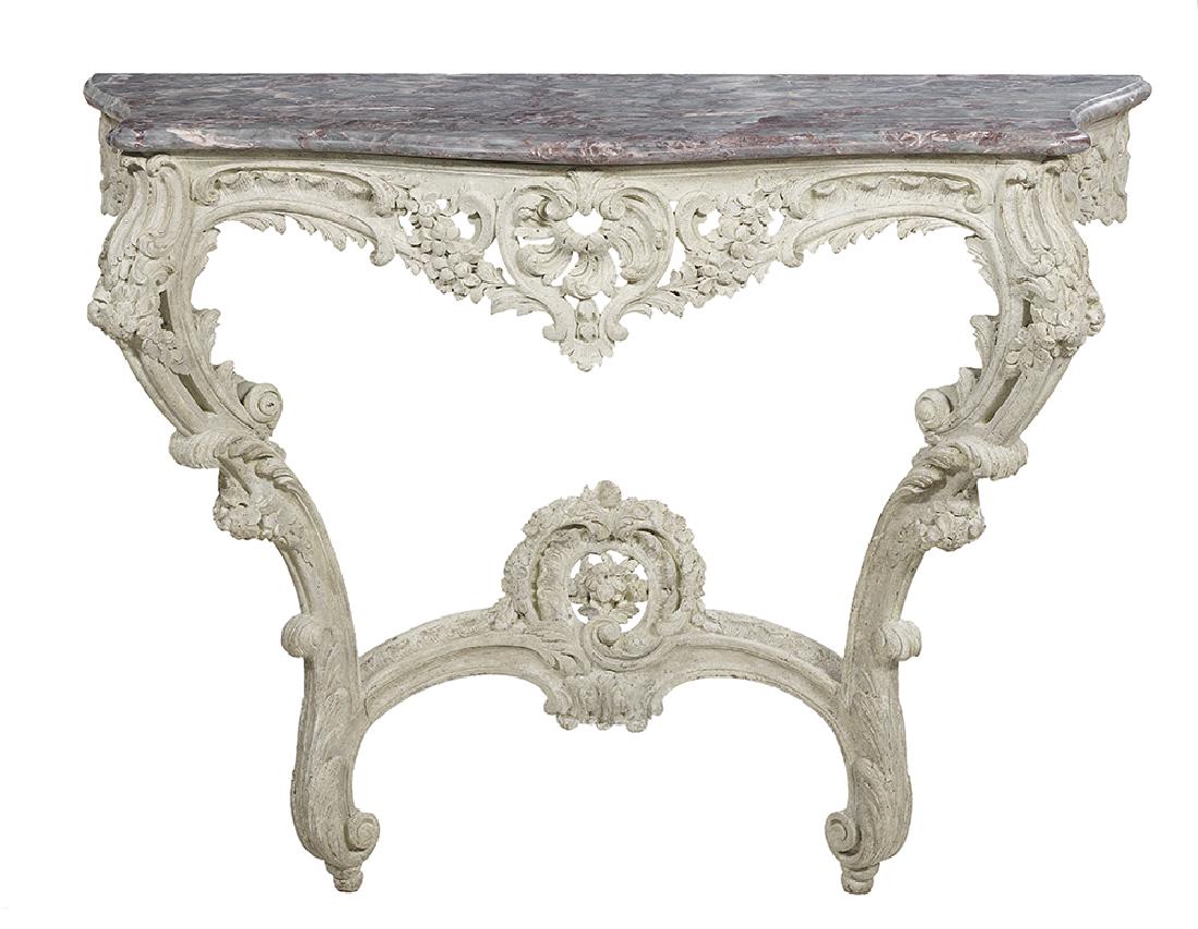 Louis XV-Style Marble-Top Console Table (1 of 1)