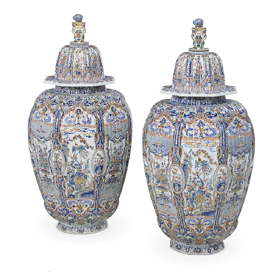 Pair of Tiffany-Retailed Faience Palace Urns (1 of 2)