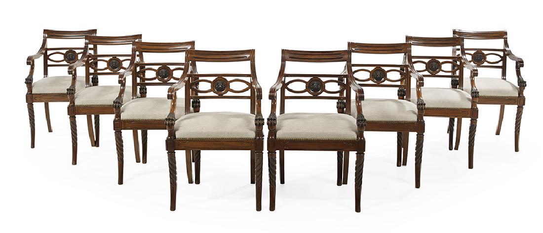 Eight Regency-Style Rosewood Armchairs (1 of 2)