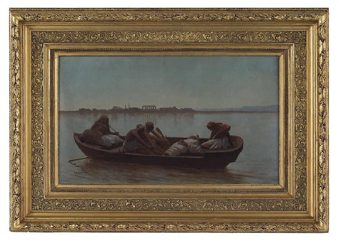 School of Jean-Leon Gerome (French, 1824-1904): School of Jean-Leon Gerome (French, 1824-1904) "Le Prisonnier", after the original in the Musee des Beaux-Arts, Nantes oil on wood panel signed lower left. Framed. 17-1/4" x 29", framed 29-1/4" x 41-1