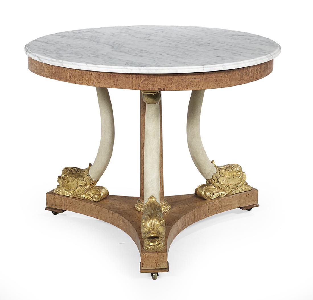 Biedermeier Elm and Marble-Top Center Table (1 of 1)