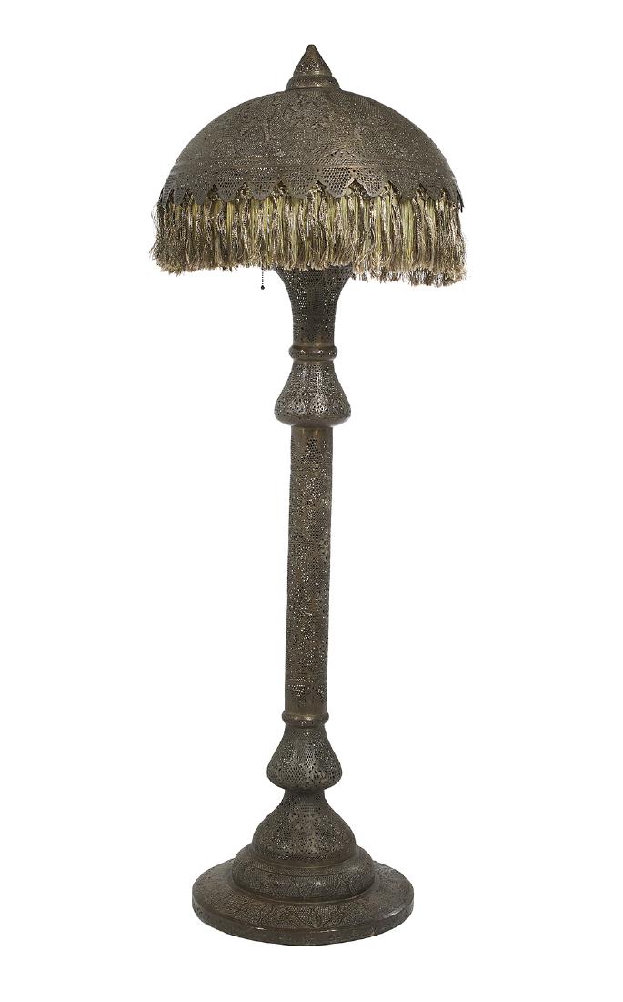 Middle Eastern Pierced Brass Floor Lamp (1 of 1)