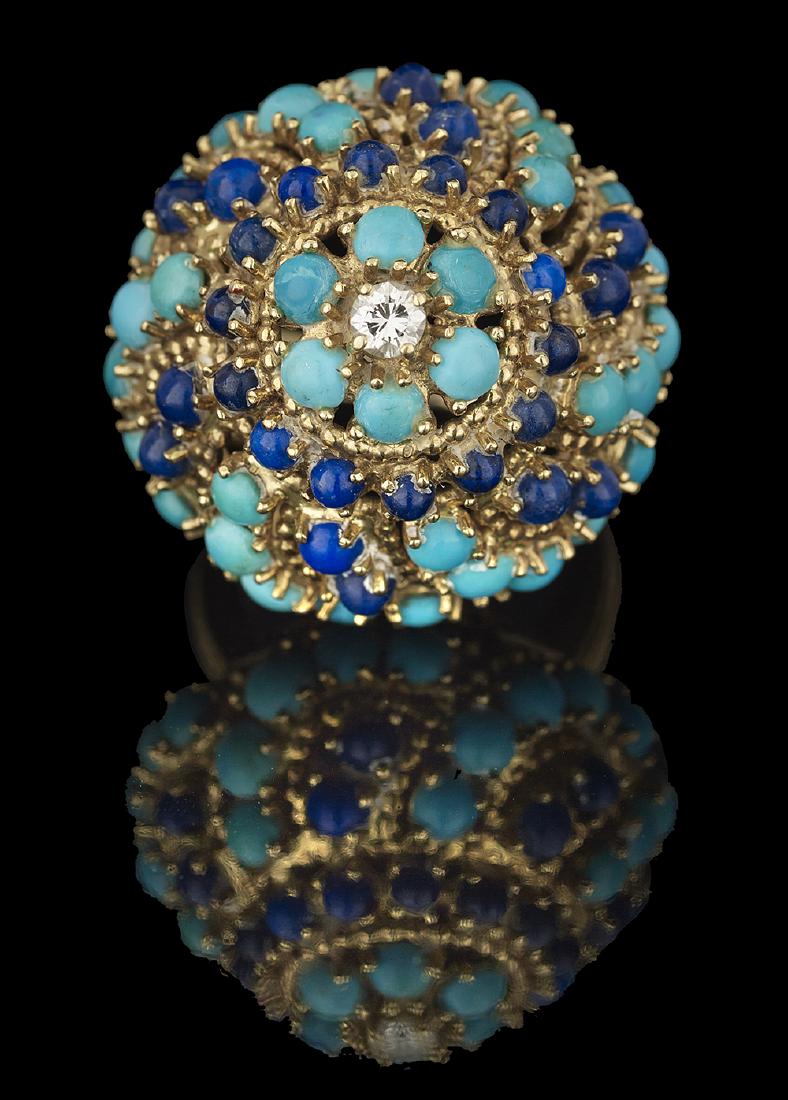 Turquoise, Lapis Lazuli and Diamond Ring (1 of 1)