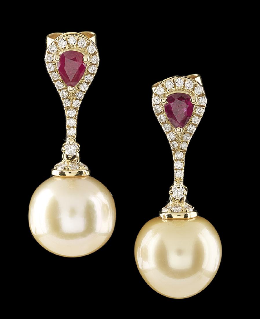Pearl, Ruby and Diamond Earrings (1 of 1)