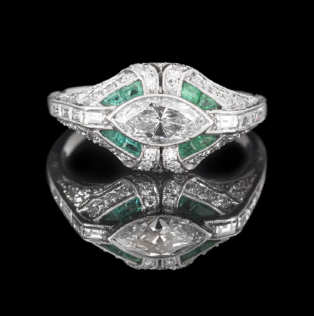 Art Deco Diamond and Emerald Ring (1 of 1)