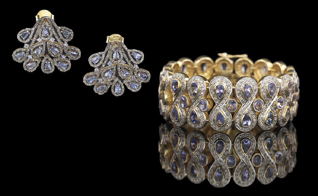 Tanzanite and Diamond Bracelet and Earrings (1 of 1)
