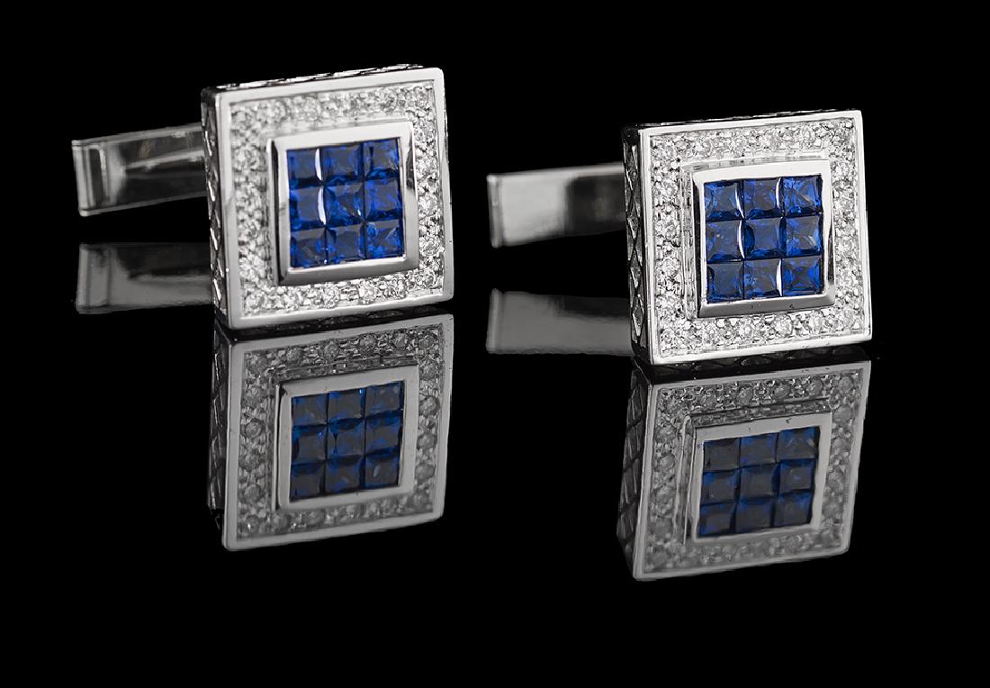 Diamond and Sapphire Cufflinks (1 of 1)