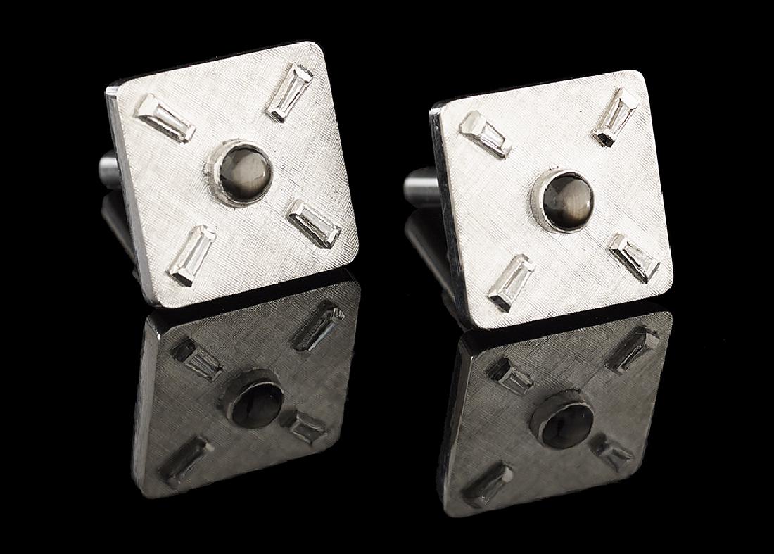 Black Star Sapphire and Diamond Cufflinks (1 of 1)