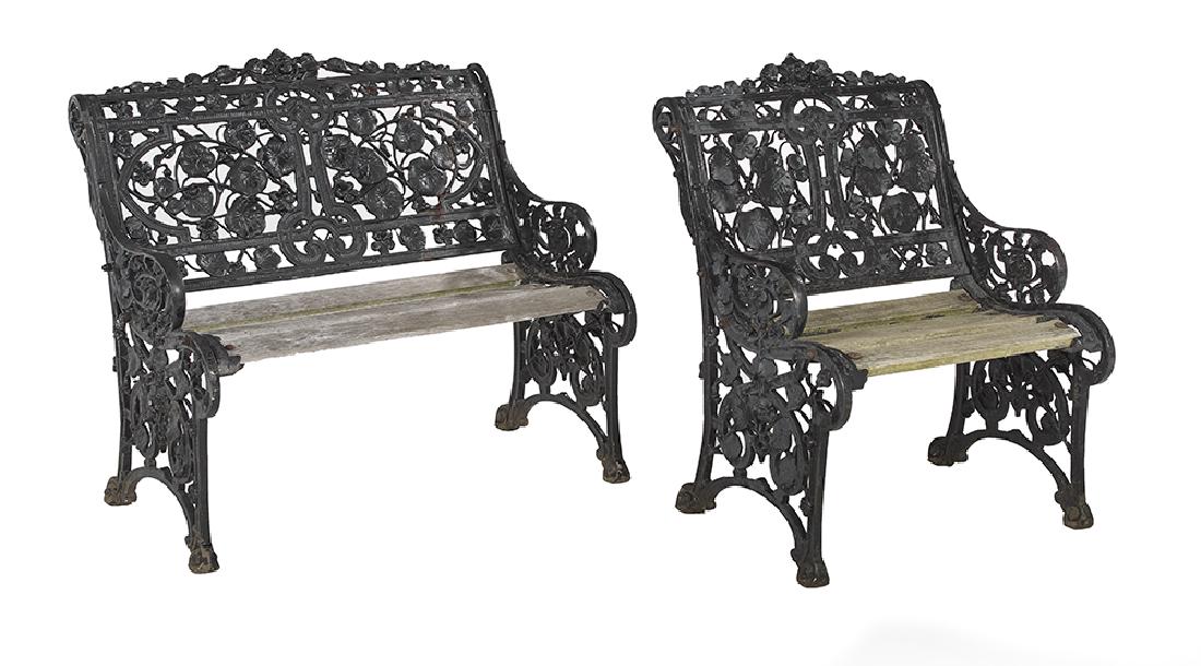 Two Art Nouveau-Style Cast Iron Garden Seats (1 of 1)