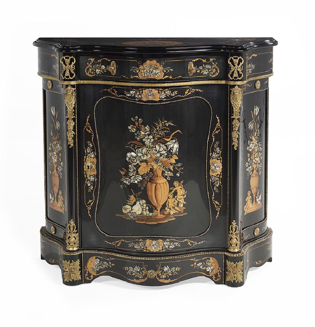 Napoleon III-Style Ebonized and Inlaid Cabinet (1 of 4)