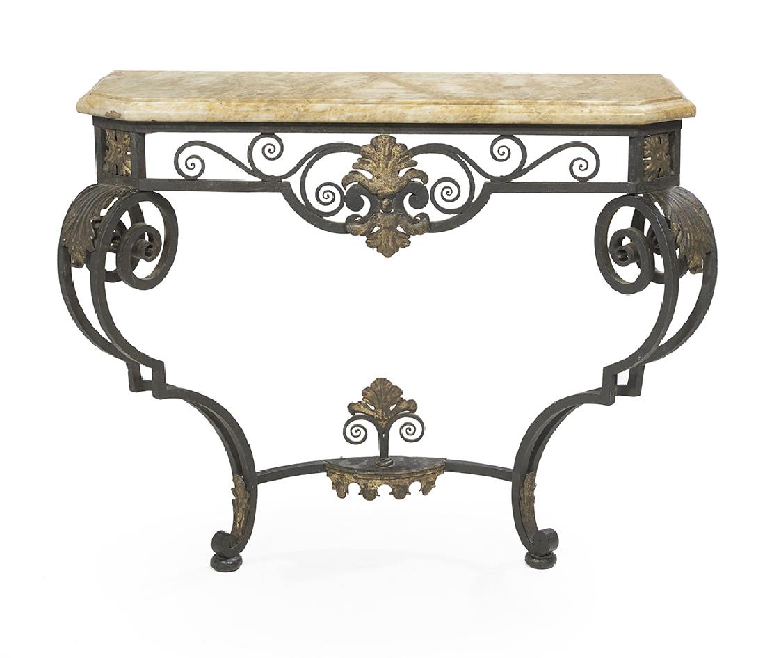 Parcel-Gilt Iron and Marble-Top Console Table (1 of 1)