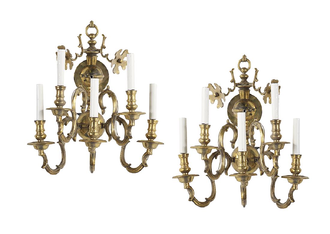 Pair of Baroque-Style Brass Sconces (1 of 1)