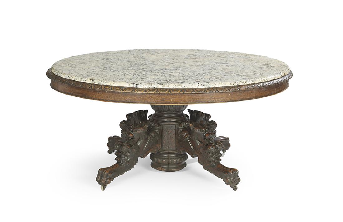 Continental Oak and Granite-Top Table (1 of 2)
