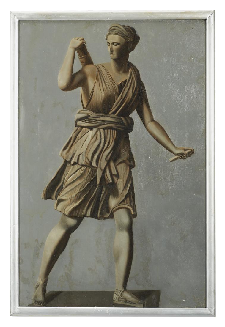 Continental School (First Quarter 20th Century): Continental School (First Quarter 20th Century) "Diana of Versailles" oil on board unsigned. Framed. 30" x 20"