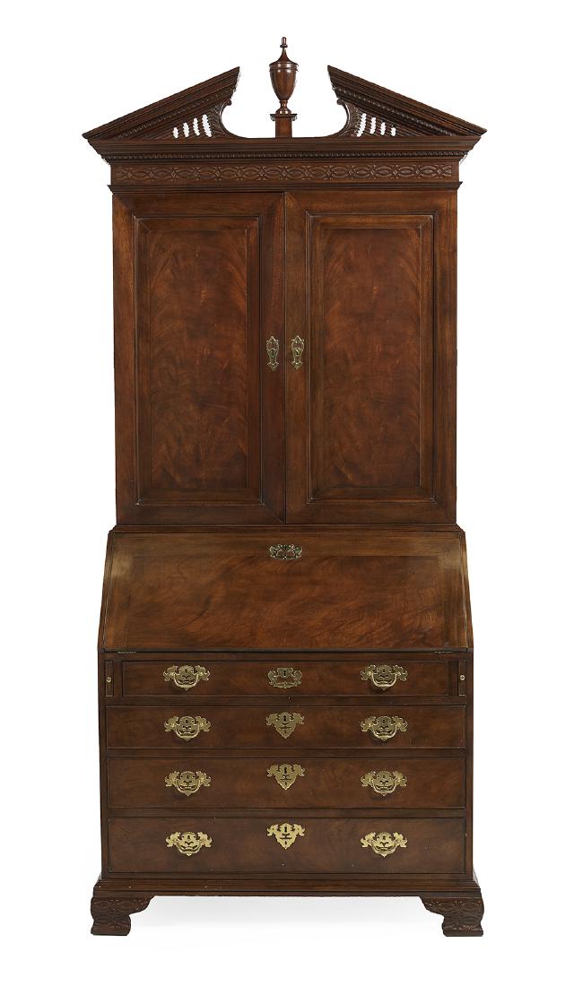 Chippendale-Style Mahogany Secretary Bookcase (1 of 2)