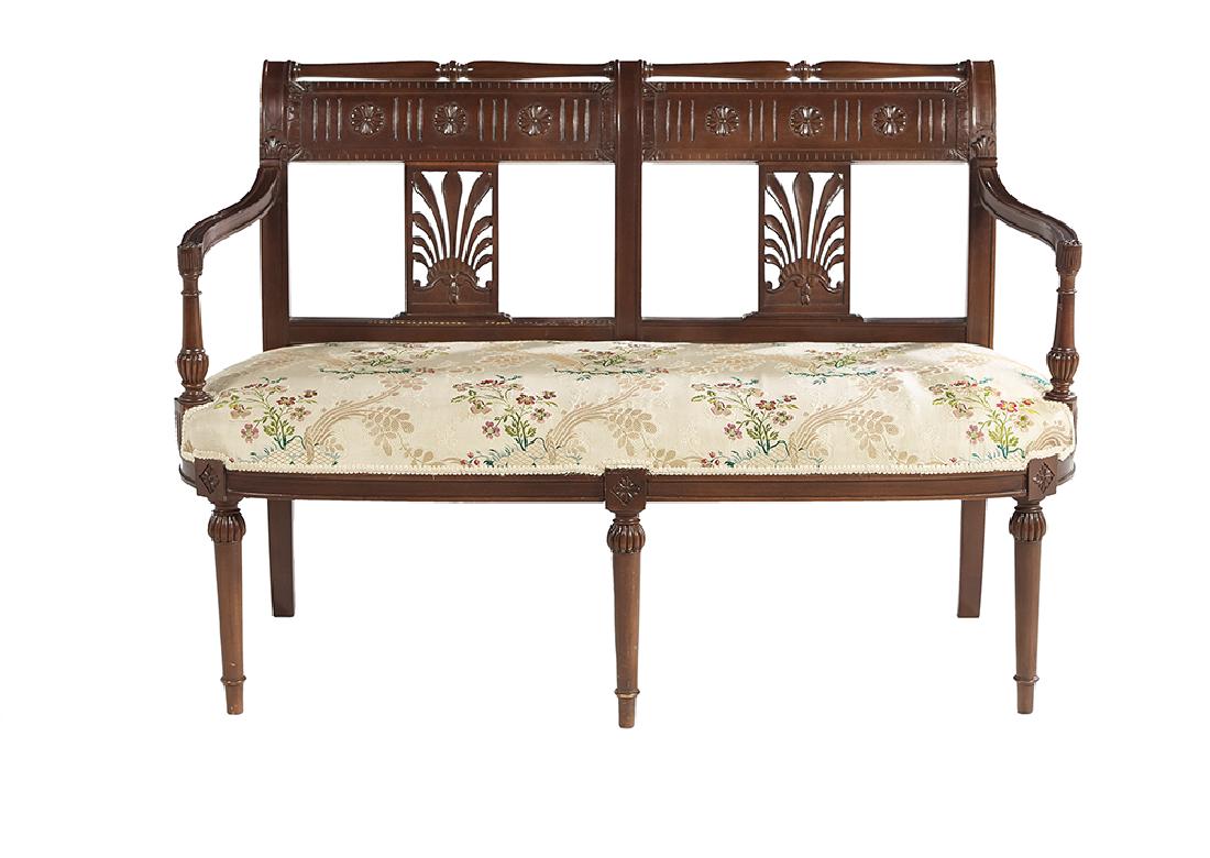 Directoire-Style Stained Mahogany Settee (1 of 1)