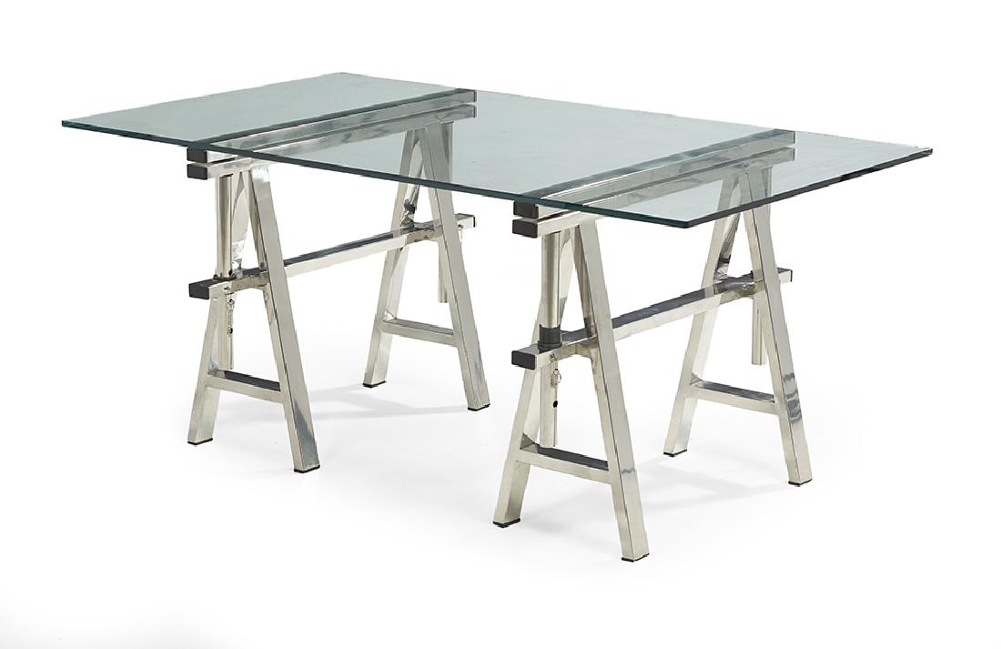 Neiman Marcus Chrome and Plate Glass Table/Desk (1 of 1)