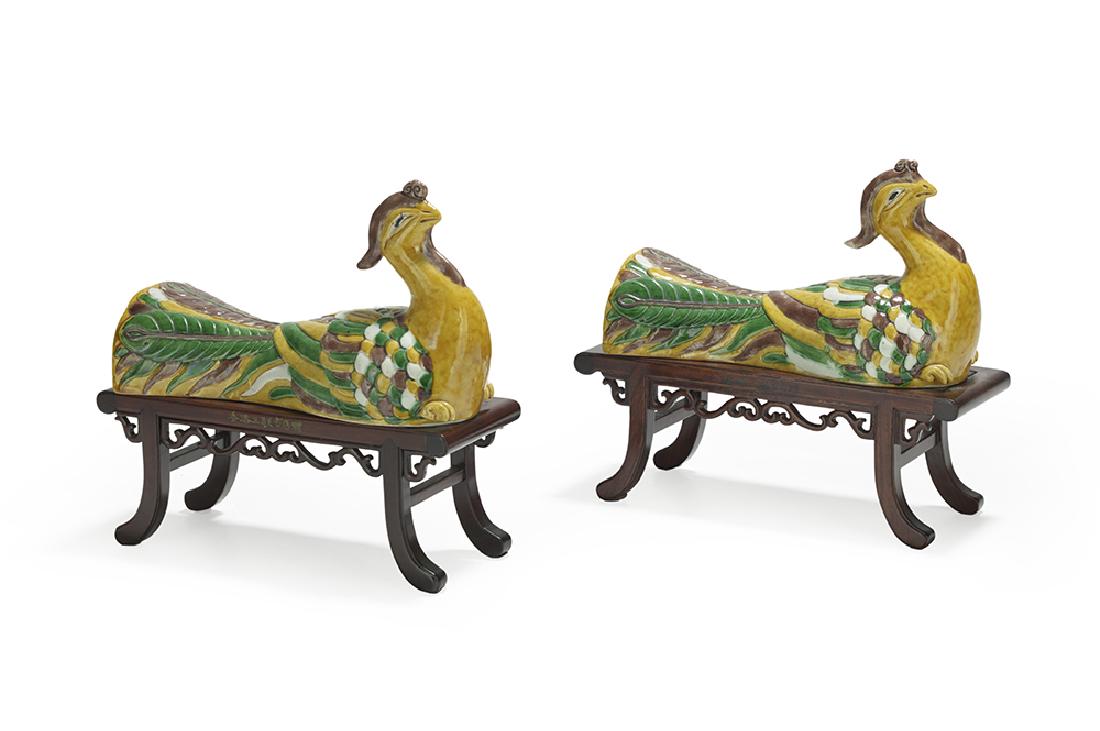 Pair of Chinese Sancai Wall Vases (1 of 3)