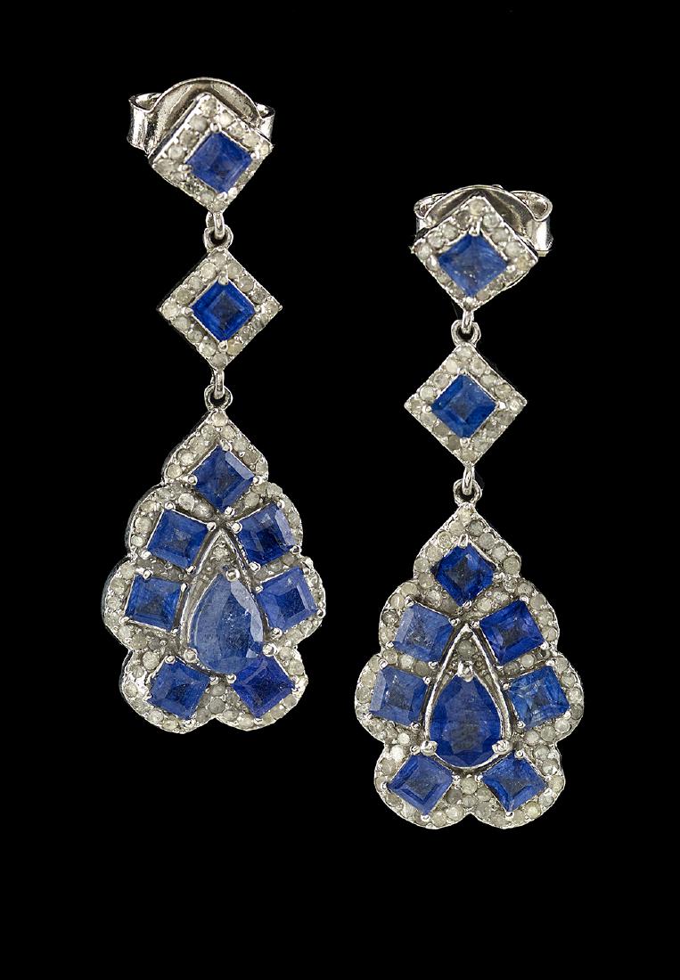 Sapphire and Diamond Dangle Earrings (1 of 1)