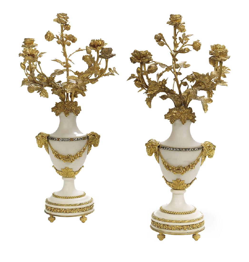 Pair of White Marble and Gilt-Bronze Candelabra (1 of 1)
