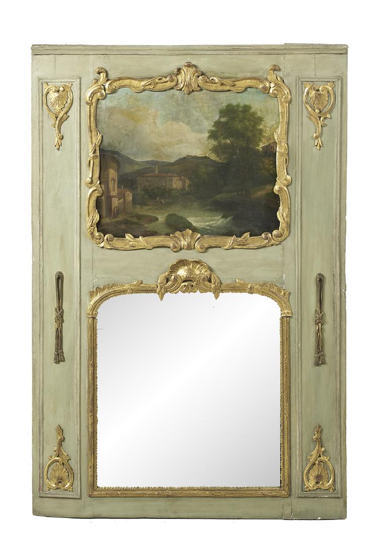 Parcel-Gilt and Oil-on-Canvas Trumeau Mirror (1 of 1)