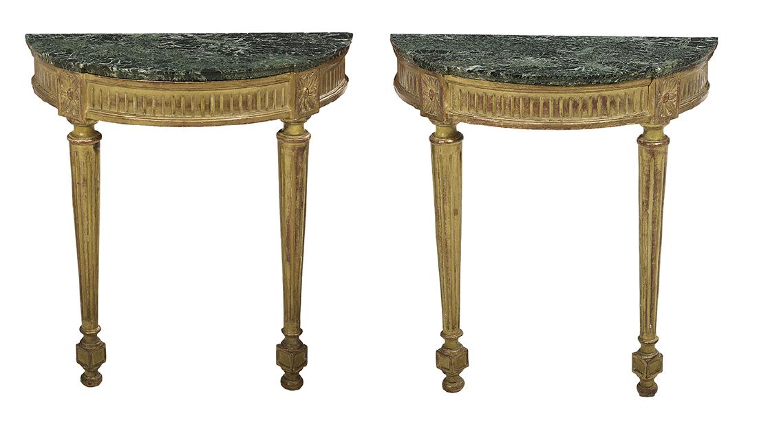 Pair of Louis XVI-Style Marble-Top Console Tables (1 of 1)