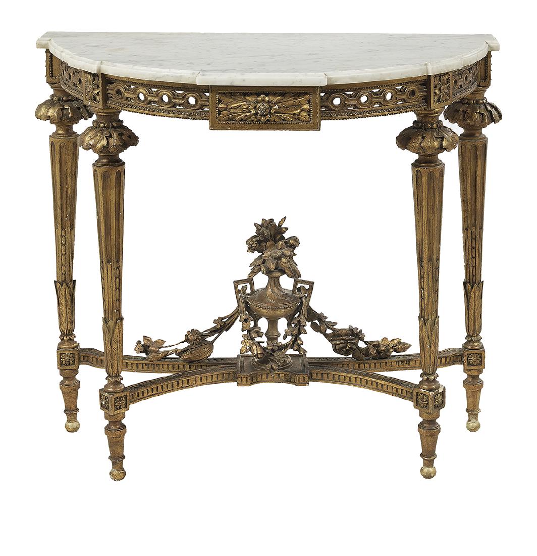 Louis XVI-Style Marble-Top Side Table (1 of 1)