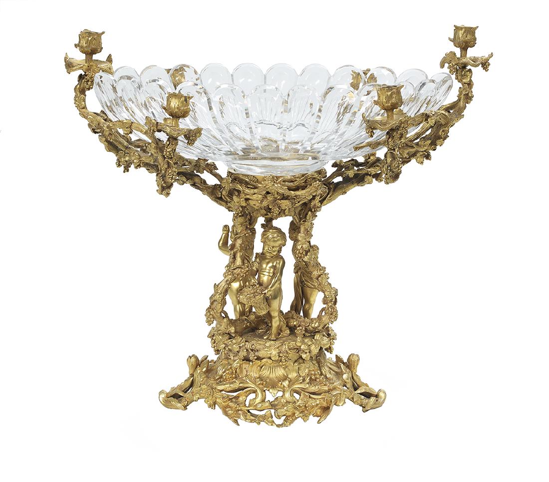 French Gilt-Bronze and Cut Glass Centerpiece (1 of 3)