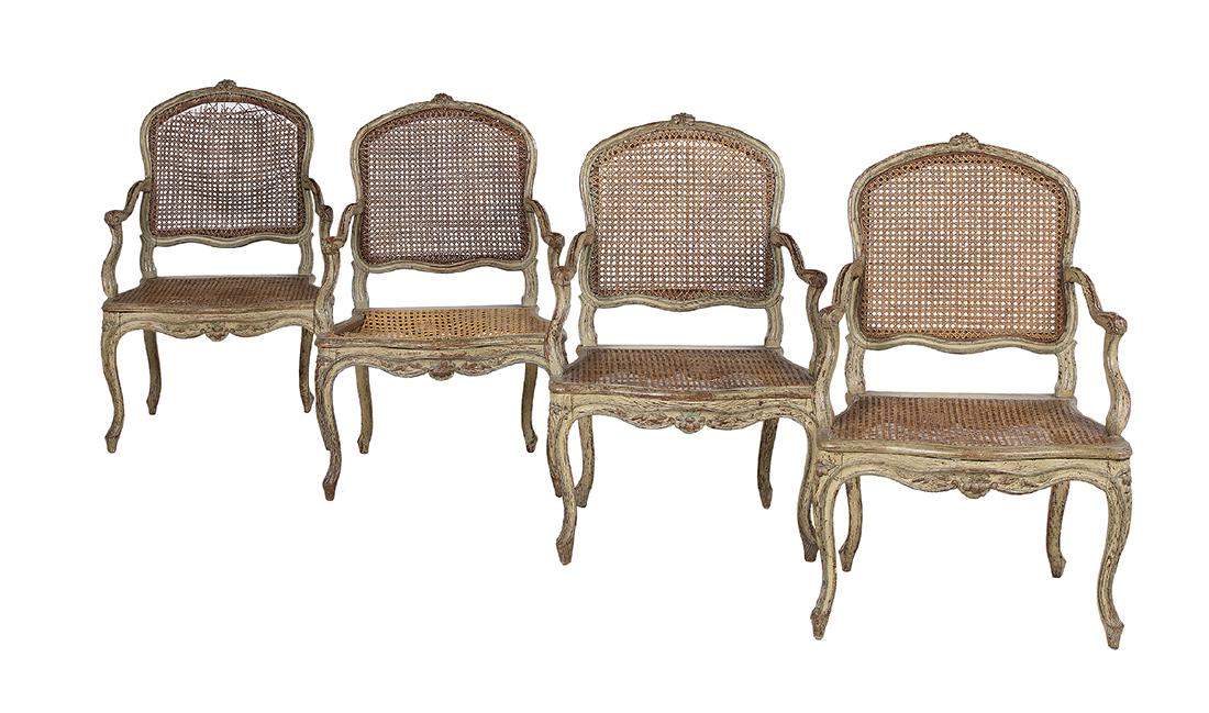 Suite of Four Louis XV Polychrome Fauteuils (1 of 2)