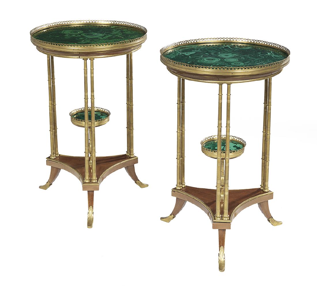 Pair of Directoire-Style Malachite Tables (1 of 3)