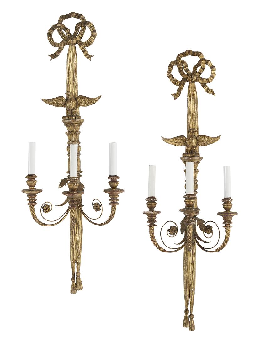 Pair of Large Italian Giltwood Sconces (1 of 1)