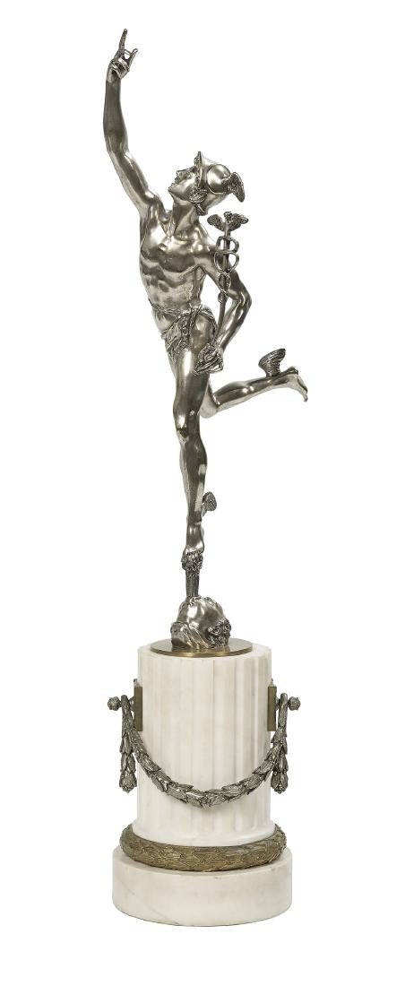 French Silvered Bronze Figure of "Mercury" (1 of 2)