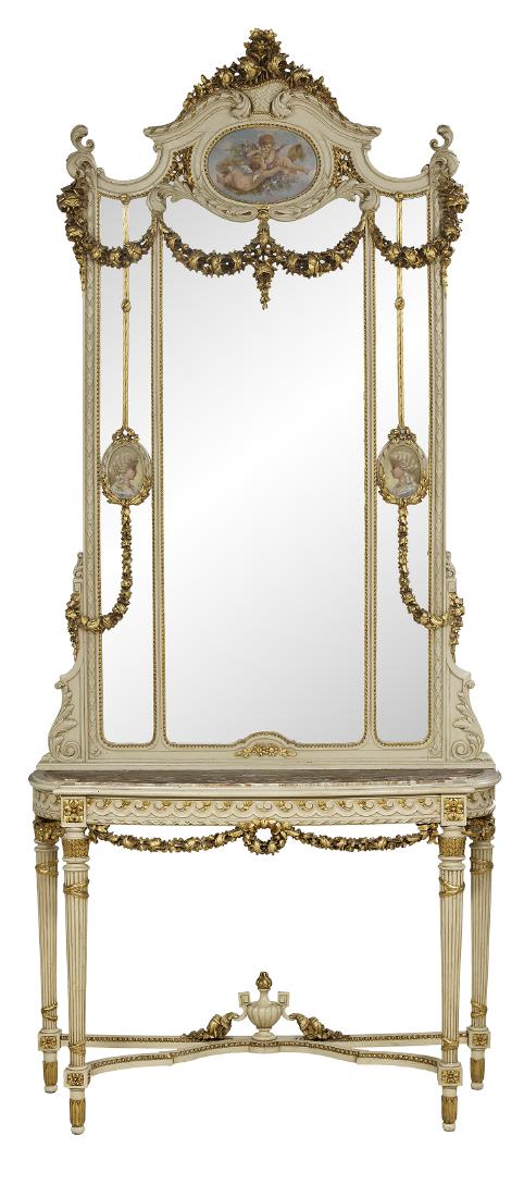 Louis XVI-Style Console and Trumeau Mirror (1 of 1)