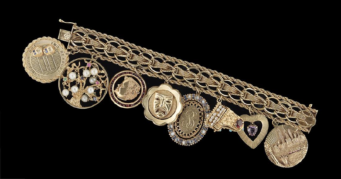 Gold and Gemstone Charm Bracelet (1 of 1)