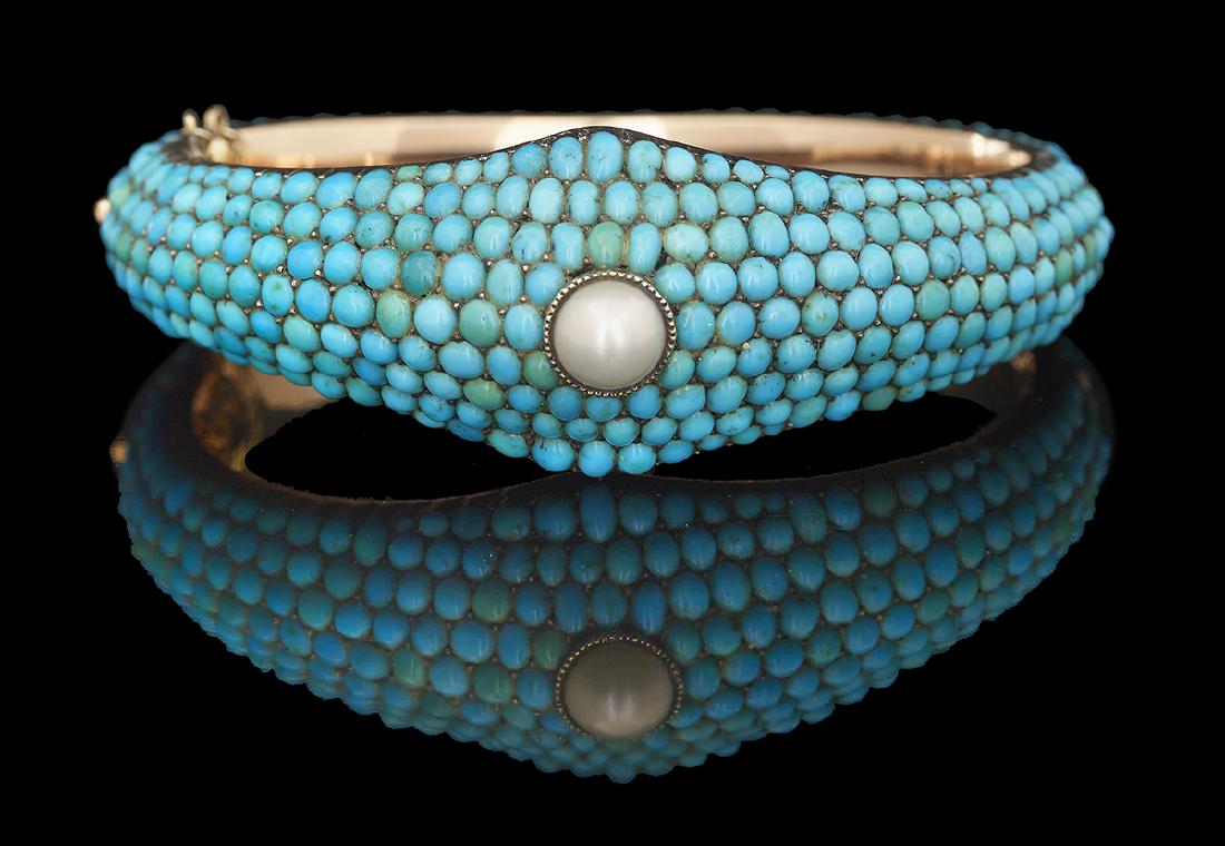 Victorian Turquoise and Pearl Bracelet (1 of 1)