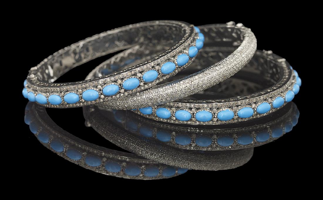Turquoise and Diamond Bangle Bracelet Suite (1 of 1)