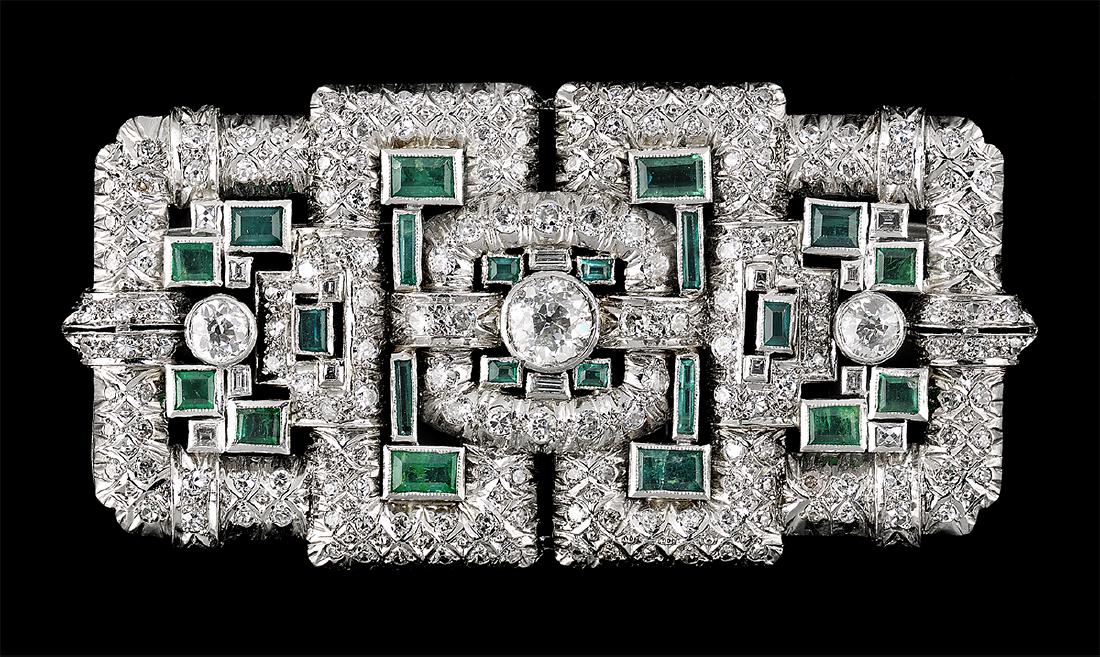 Diamond and Emerald Brooch (1 of 1)