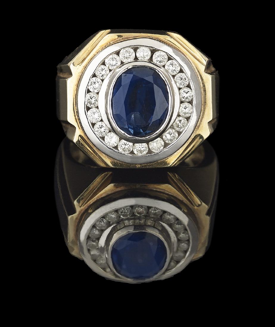 Gentlemen's Sapphire and Diamond Ring (1 of 1)