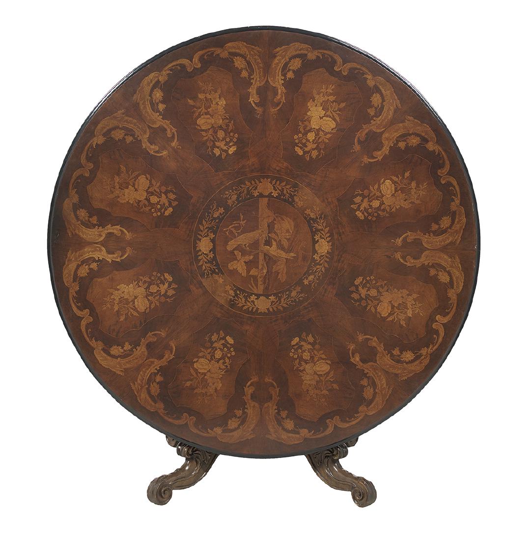 Continental Mahogany and Mixed Woods Center Table (1 of 2)