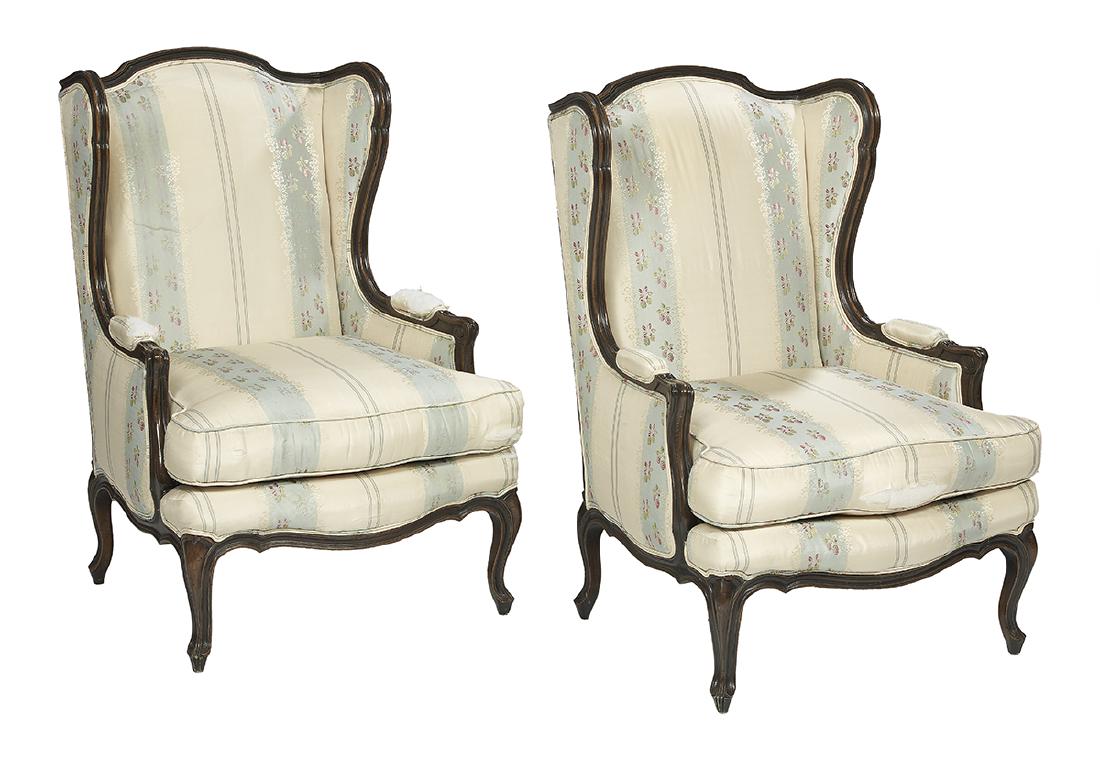 Pair of Provincial Louis XV-Style Wing Chairs (1 of 1)