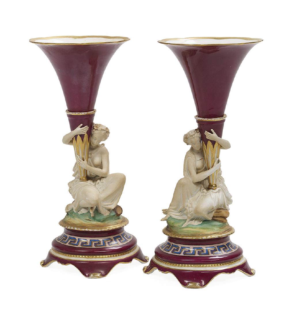 Pair of Paris Porcelain Figural Garniture Vases (1 of 2)