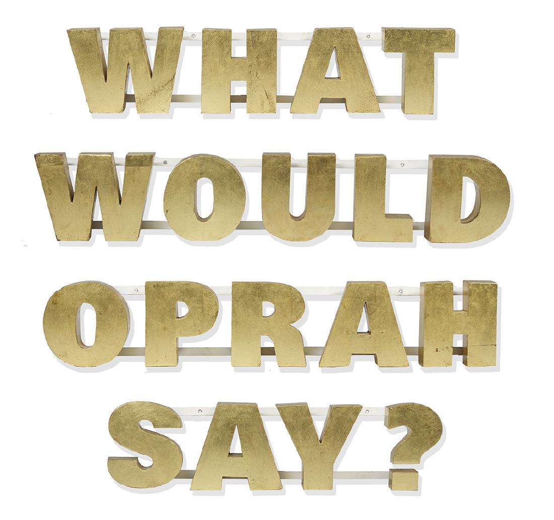 Brett Murray (South African, b. 1961): Brett Murray (South African, b. 1961) "Mediated Morality", 2006 metal and gold leaf from the Golden Truths series, edition of 3, in four sections. h. 8-1/8", w. 4", overall l. 164-1/4" Provenance: Pur