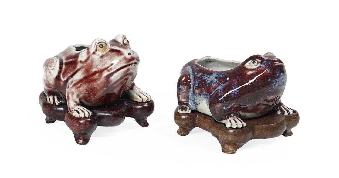 Two Chinese Porcelain Frog-Form Brush Washers (1 of 1)