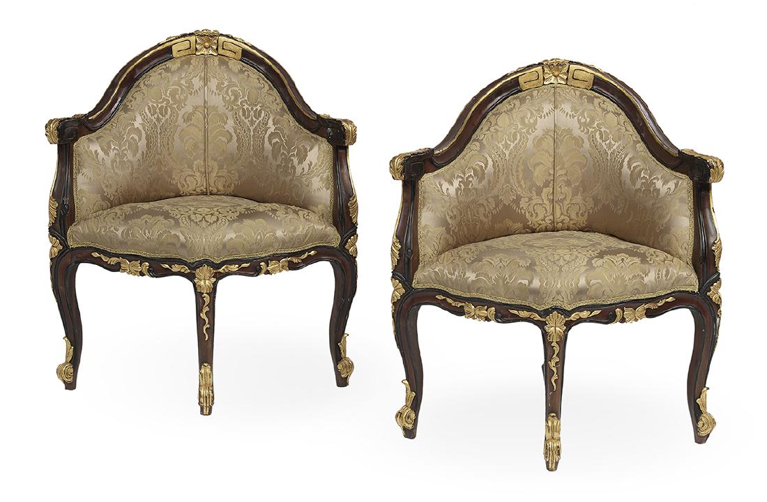 Pair of Louis XV-Style Parcel-Gilt Corner Chairs (1 of 1)