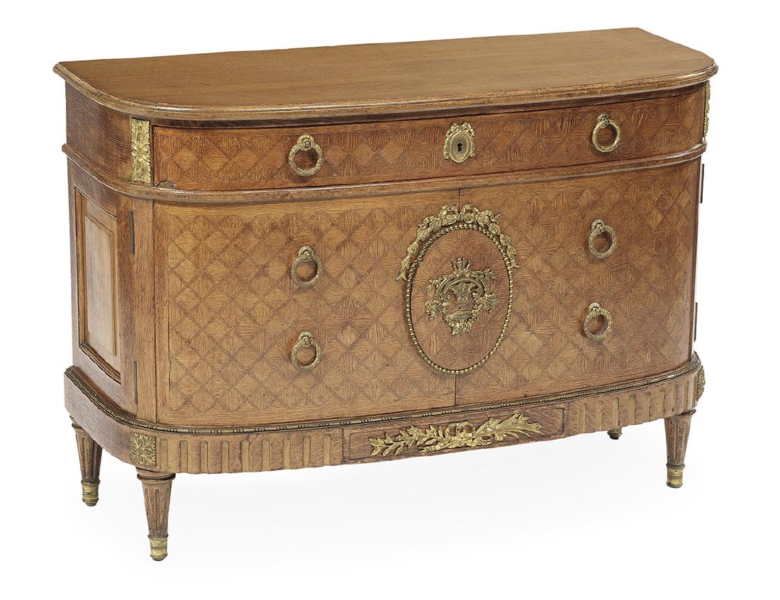 Louis XVI-Style Gilt-Brass-Mounted Oak Commode (1 of 1)